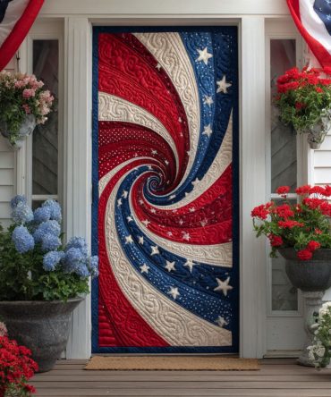 Infinity Star Quilted Door Cover — Modern Starburst Quilted Panel, Insulated Entryway Decoration For Elegant Home Styling