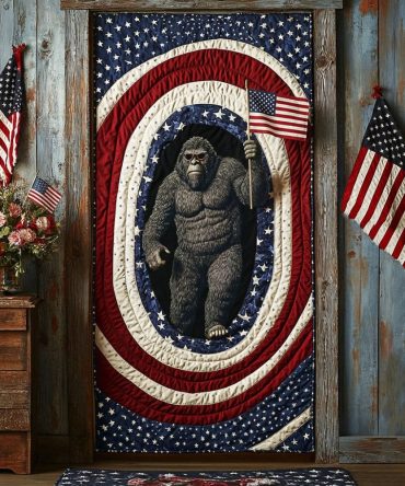 Mountain Myth Quilted Door Cover — Rustic Wilderness Design, Heavy-Quilted Insulation For Cabin Entryway & Lodge-Style Charm