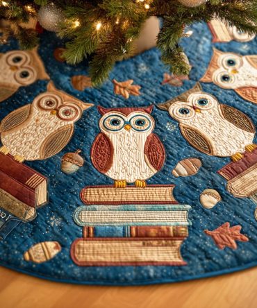 The Silent Reader Quilted Christmas Tree Skirt — Elegant Literary Holiday Tree Mat With Soft Quilting For Cozy Décor