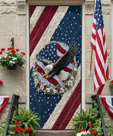 Sovereign Sentinel Quilted Door Cover — Patriotic Guard Design, Insulating Quilted Door Panel For Stylish Entryway Protection