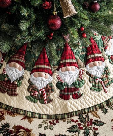 Tiding Joy Quilted Christmas Tree Skirt — Elegant Holiday Tree Wrap With Classic Patchwork, Soft Durable Base For Festive Displays