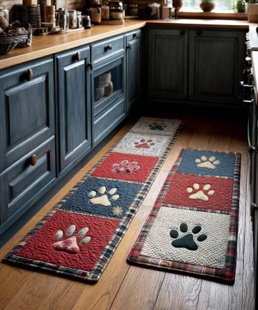 Tiny Paw Kitchen Rug — Adorable Small Paw Print Runner, Non-Skid Pet-Friendly Mat For Kitchens, Machine-Washable & Soft