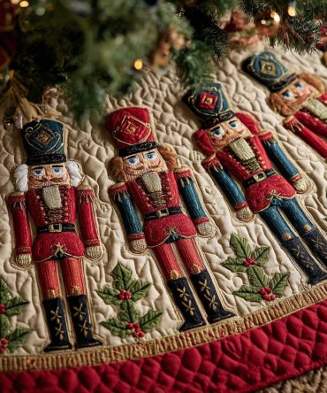 Toy Soldier Quilted Christmas Tree Skirt — Festive Nutcracker Soldier Design For Traditional Holiday Decor & Family Celebrations
