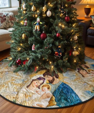 Tranquil Night Quilted Holiday Tree Skirt — Serene Christmas Tree Skirt With Luxe Quilting And Timeless Winter Charm