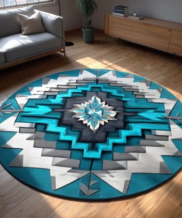 Tribal Harmony Round Rug — Boho Chic Area Rug With Woven Texture For Living Room, Bedroom Or Entryway, Durable & Non-Slip