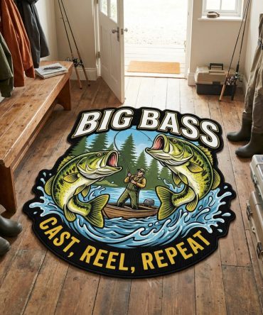 Trophy Bass Designer Rug — Premium Custom Bass-Shaped Area Rug For Trophies & Man Caves, Fade-Resistant, Durable Grip Backing, Gift-Ready Packaging