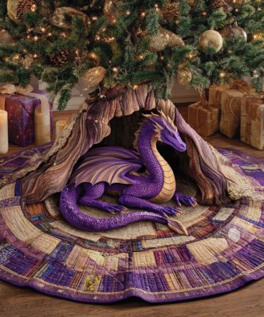 Twilight Archive Quilted Tree Skirt — Dusky Quilted Holiday Skirt For Refined, Library-Inspired Christmas Decor