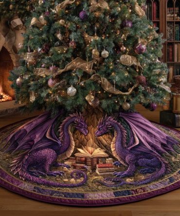 Twin Flames Wisdom Quilted Tree Skirt — Dual-Tone Quilted Holiday Skirt For Bold, Sophisticated Christmas Styling