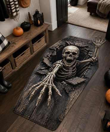 Undead Rising Halloween Rug — Custom Shaped Zombie Floor Mat For Haunted Decor, Durable, Non-Slip & Bold Graphics