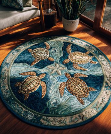 Undersea Path Round Rug — Ocean-Themed Round Rug With Sea Life Motif, Soft Plush Carpet For Kids' Rooms & Coastal Homes