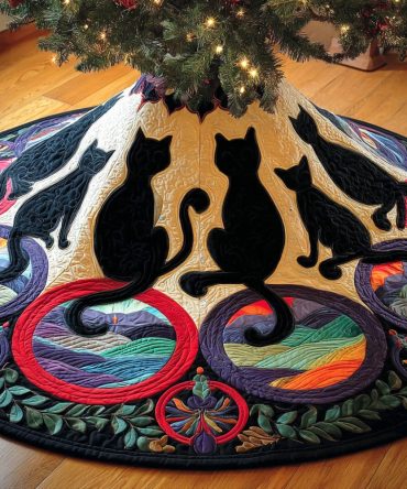 Velvet Shadow Quilted Christmas Tree Skirt — Rich Velvet-Look Quilting, 48-Inch Elegant Holiday Base, Soft & Protective Décor