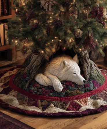 Velvet Wolf Quilted Tree Skirt — Plush Holiday Tree Base With Elegant Velvet Finish, Soft Lining, Gift-Ready Presentation