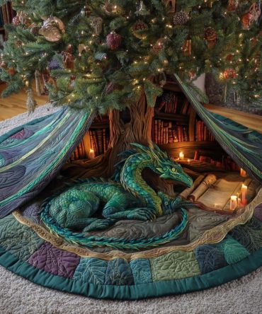Verdant Lorekeeper Quilted Tree Skirt — Lush Green Quilted Holiday Skirt For Natural, Elegant Christmas Styling