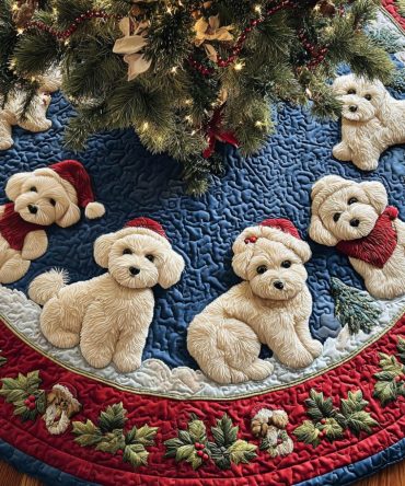 Vintage Maltese Quilted Christmas Tree Skirt - 60In Heritage-Inspired Trim, Elegant Antique-Style Holiday Skirt