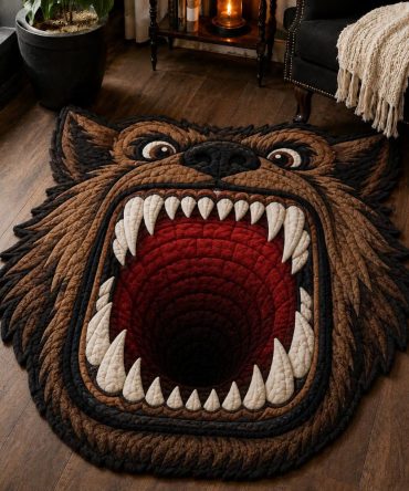 Werewolf Maw Horror Rug — Custom-Shaped Fang-Design Area Mat For Halloween, Entryway, Living Room & Themed Parties