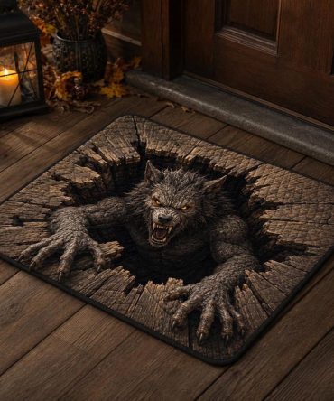 3D Werewolf Rift Doormat — Scary Werewolf Welcome Mat For Halloween Porch, Rustic Entryway & Horror Home Decor