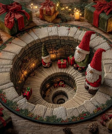 Whimsical Gnome Round Rug — Charming Plush Stair & Entryway Carpet For Holiday Decor, Nursery Or Living Room Accent, Non-Slip