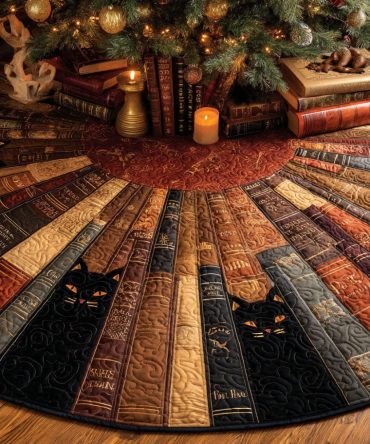 Whisker Shadows Quilted Christmas Tree Skirt — Playful Cat Silhouettes, Soft Quilting & Durable Holiday Accent For Pet-Loving Homes