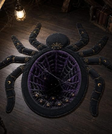 Widow Portal Halloween Rug — Dark Custom-Shaped Entrance Mat For Spooky Home Decor, Striking Gothic Floor Accent