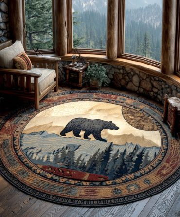 Wild Trail Round Rug — Nature-Inspired Plush Carpet For Living Room, Entryway, Cabin Or Outdoor-Inspired Decor, Non-Slip Backing