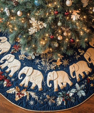 Wild Winter Quilted Holiday Tree Skirt — Arctic Animal Print Christmas Tree Skirt, 48In Plush Cotton Blend, Machine Washable