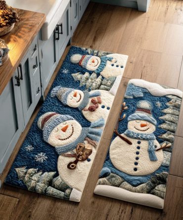 Festive Winter Kitchen Rug, Plush Non‑Slip Holiday Runner — Machine Washable, Stain‑Resistant Cozy Mat For Entry & Cooking Spaces