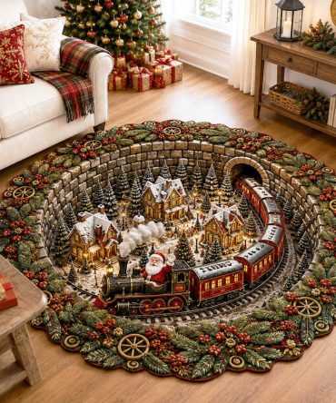 Winter Dreamland Shaped Rug — Holiday-Inspired Custom-Shaped Accent Mat With Plush Pile, Non-Slip Backing And Easy Spot Cleaning