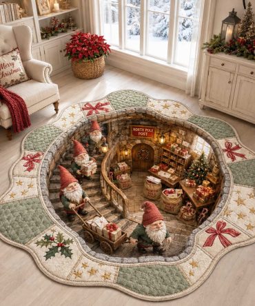 Winter Gnome Custom Holiday Rug — Playful Shaped Area Mat With Cozy Gnome Artwork For Entryways, Kitchens & Kids' Spaces