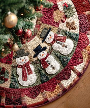 Winter Jolly Lane Quilted Tree Skirt — Classic Holiday Gnome Scene With Soft Quilting To Warm Your Seasonal Decor