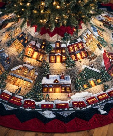 Winter Magic Glow Quilted Christmas Tree Skirt — Luminous Holiday Base With Soft Quilting And Shimmer Accents