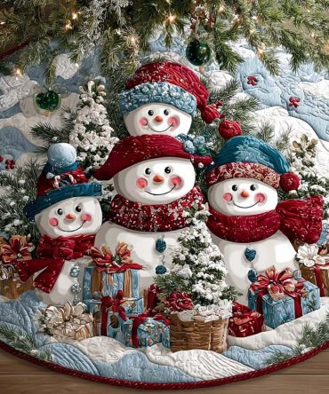 Winter Magic Snow Quilted Christmas Tree Skirt — Enchanted Snow Scene, Premium Quilted Holiday Base Cover For Elegant Seasonal Styling