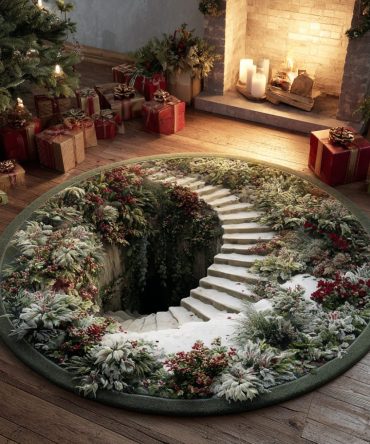Winter Moon Shine Round Rug — Elegant Lunar Winter Carpet For Seasonal Decor, Living Room & Entryway Accent, Soft Plush Finish