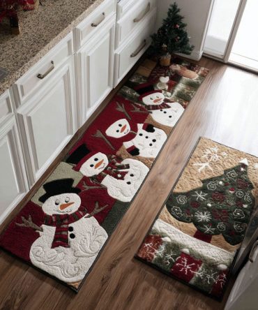 Winter Pal Festive Kitchen Runner - Soft Plush Non-Slip Rug, Machine-Washable Holiday Mat For Entry, Sink & Baking Areas