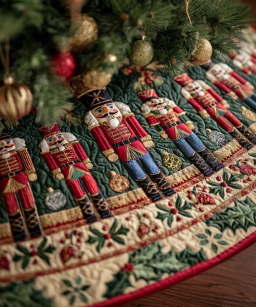 Winter Sentinel Quilted Tree Skirt — Regal Holiday Guard Motif For Sophisticated Christmas Decor And Seasonal Centerpieces