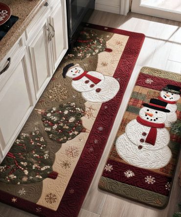 Winter Smile Holiday Kitchen Rug - Festive Non-Slip Plush Runner, Machine-Washable Soft Mat For Cozy Seasonal Decor