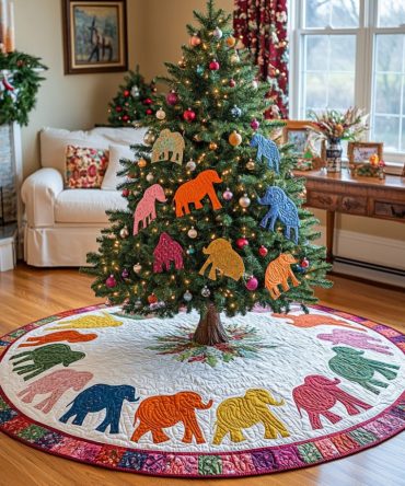 Winter Trunks Quilted Christmas Tree Skirt — 48-Inch Nature-Inspired Holiday Base, Cozy Neutral Palette, Reversible & Machine Washable