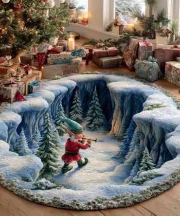 Winter Whispers Plush Rug — Serene Snow Scene 48In Round Holiday Mat With Soft Pile, Machine-Washable & Non-Skid Backing