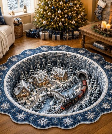 Winter Wonderland Shaped Christmas Rug — Soft Plush Holiday Floor Mat For Entryway, Non-Slip, Fade-Resistant & Easy-Care