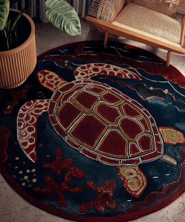 Wise Voyager Round Rug - Nautical-Inspired Circular Area Rug, Calming Blue Tones, Soft Durable Fibers, Non-Slip Backing For Entry & Study