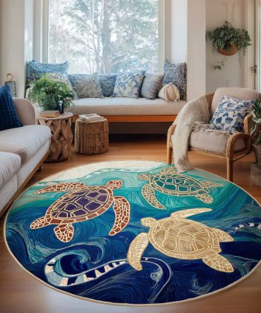 Wise Wanderer Round Rug — Subtle Elephant Silhouette Round Carpet For Cozy Corners, Soft, Durable, Easy Care