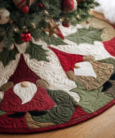 Woodland Cheer Quilted Tree Skirt — Rustic Forest-Inspired Christmas Base Cover With Charming Nature Motifs For Cozy Holiday Scenes