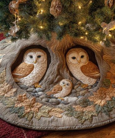Woodland Haven Quilted Christmas Tree Skirt — Nature-Inspired Quilted Skirt With Animal Motifs, Perfect For Rustic Holiday Decor