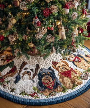 Charming Yorkshire Quilted Christmas Tree Skirt — Elegant Patchwork Holiday Tree Skirt For Living Room & Gift-Ready Packaging