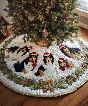 Yule Guardian Quilted Tree Skirt — Mythic Holiday Base Cover With Festive Motifs, Thick Quilting, Durable & Easy-Care Fabric