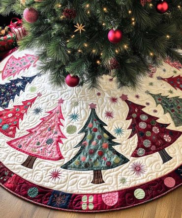 Yuletide Charm Quilted Christmas Tree Skirt — Classic Holiday Patchwork, Soft Cotton-Blend, Reinforced Stitching, Machine-Washable & Gift-Ready