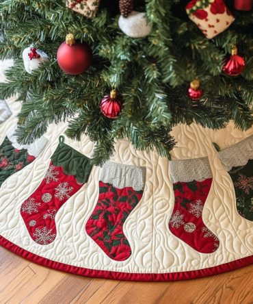 Yuletide Wonder Quilted Tree Skirt — Elegant Holiday Patchwork Skirt For Christmas Trees, Soft Quilting, Reversible & Easy Care