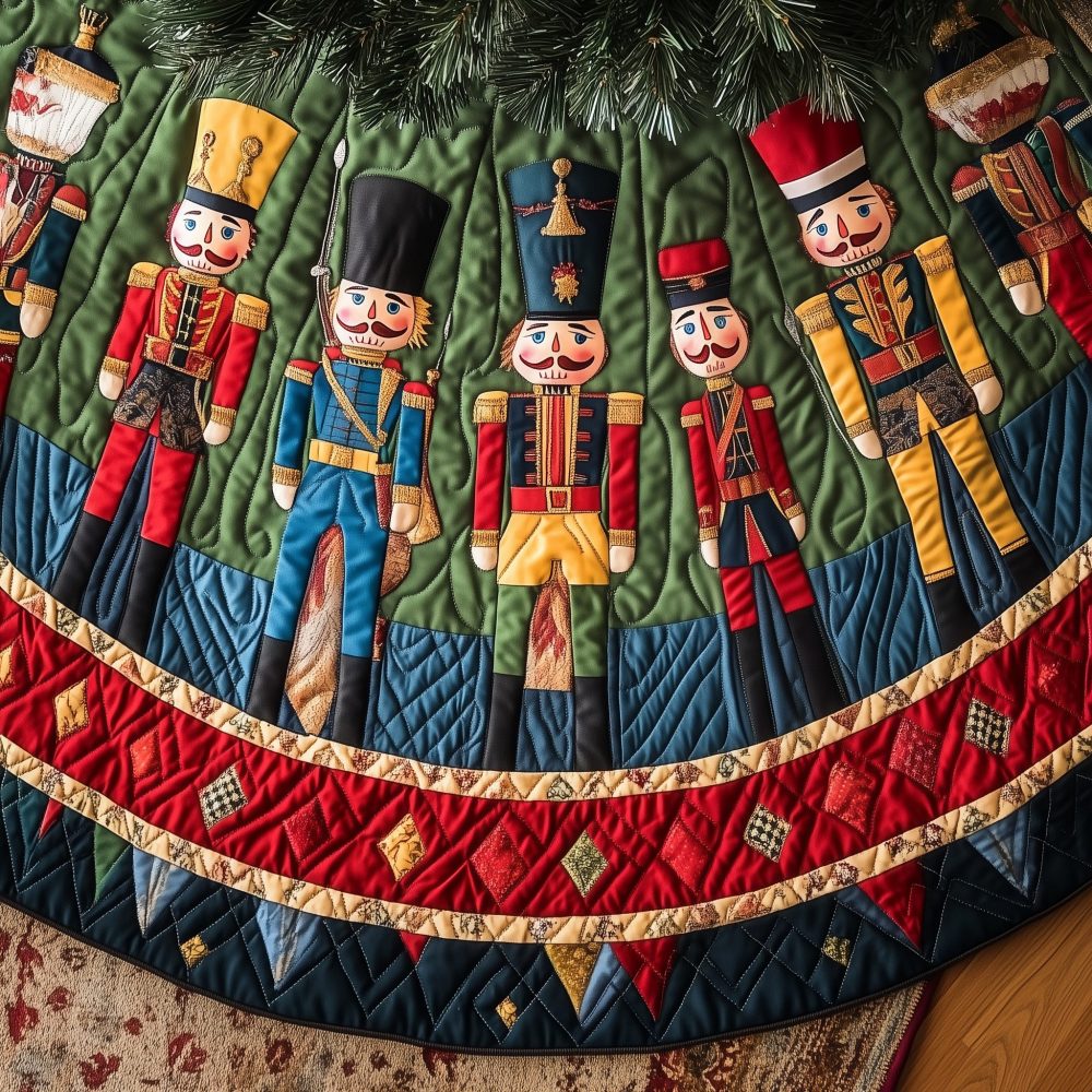 Classic Quilted Christmas Tree Skirt — Timeless Patchwork Holiday Tree Skirt, 48" Round, Cotton Blend, Reversible & Machine-Washable - Image 4