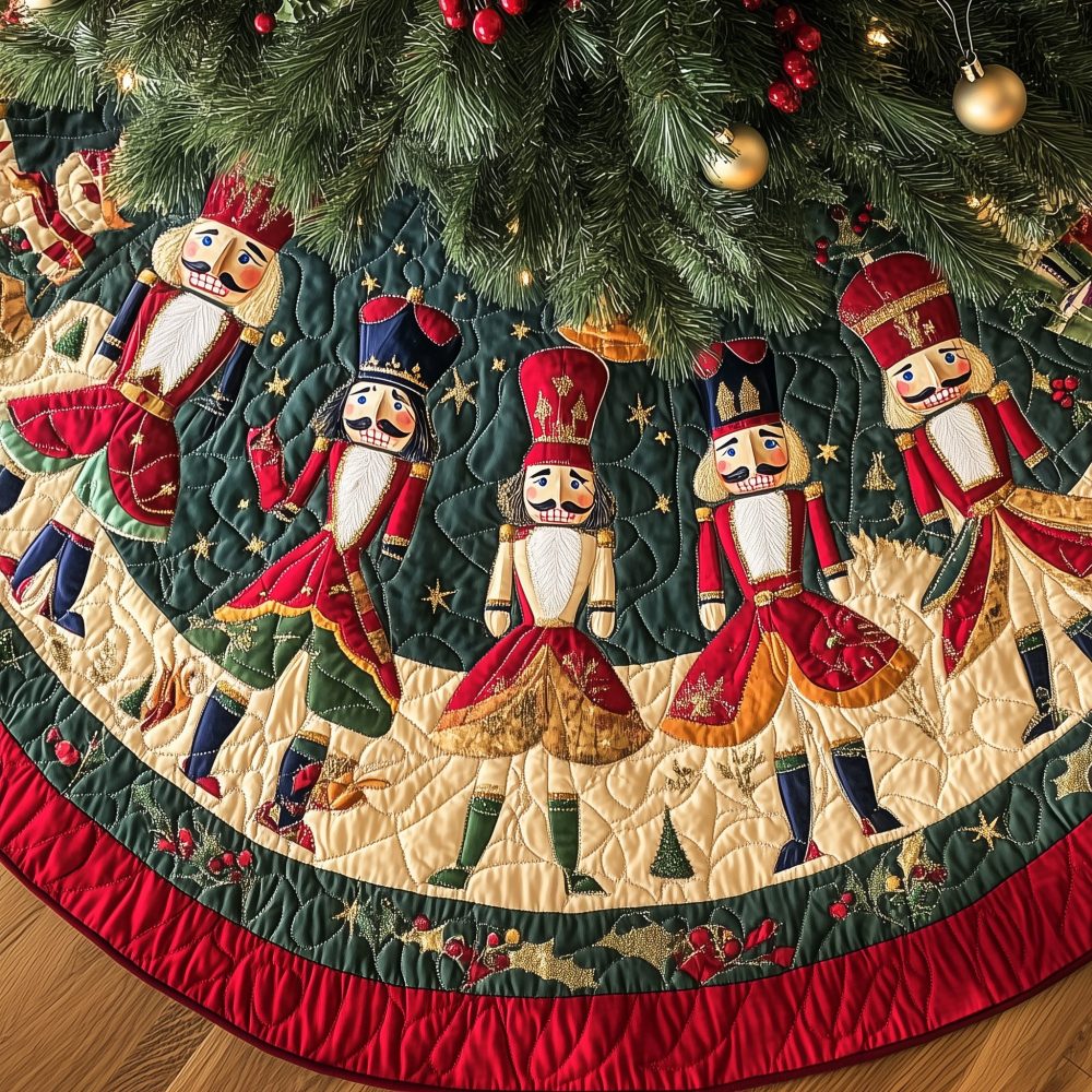 Classic Quilted Christmas Tree Skirt — Timeless Patchwork Holiday Tree Skirt, 48" Round, Cotton Blend, Reversible & Machine-Washable - Image 3