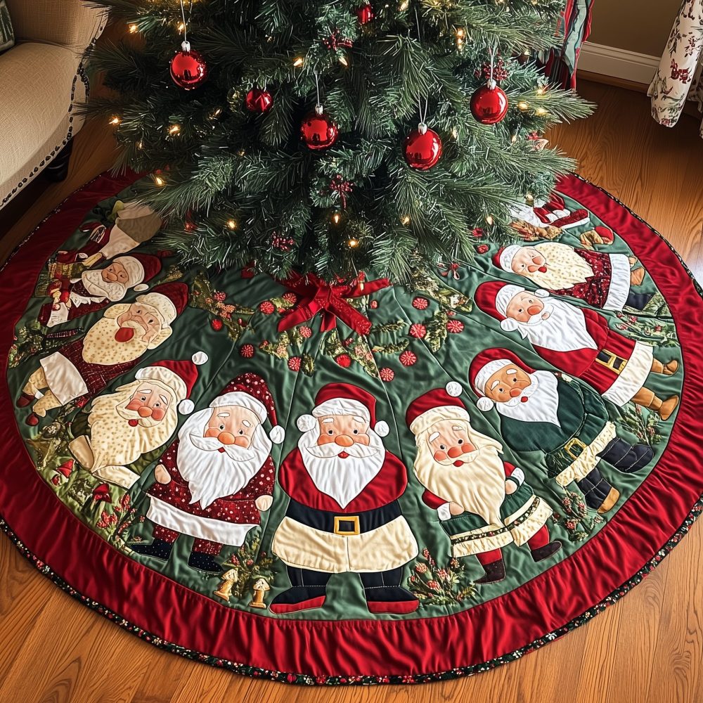 Classic Quilted Christmas Tree Skirt — Timeless Patchwork Holiday Tree Skirt, 48" Round, Cotton Blend, Reversible & Machine-Washable - Image 2