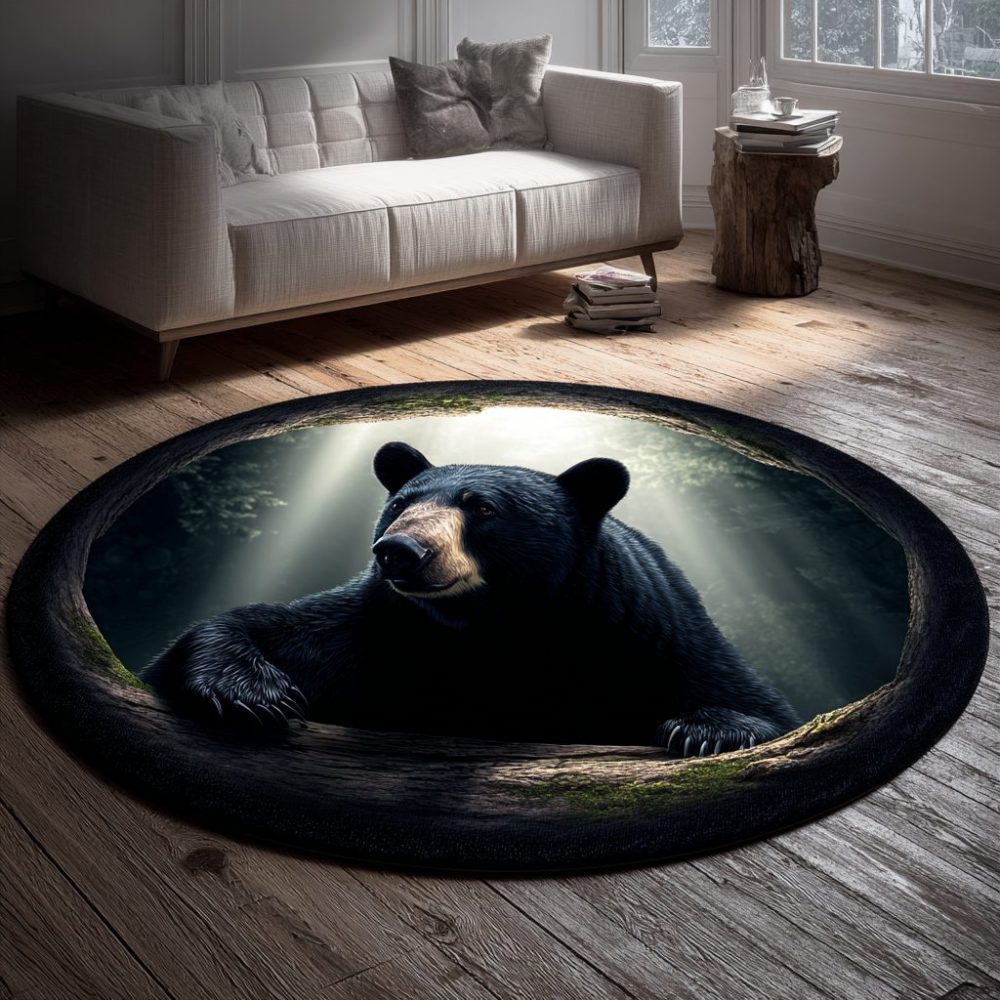 Forest Shadow Round Area Rug — Dark Woodland Circular Rug With Subtle Nature Design, Plush Low-Pile Accent For Living Room, Pet-Friendly